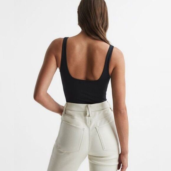 Nwot Good American Size 4/XL Black Scuba Tank Square Neck Bodysuit Women's - Picture 2 of 13